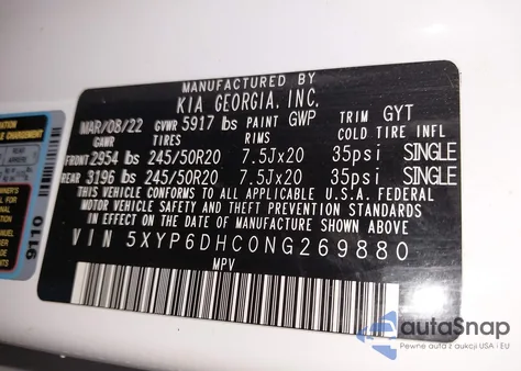 2022 Kia Telluride S from USA, damaged, VIN 5XYP6DHC0NG269880